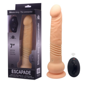 Thrusting Vibrator Beige thrusting vibrator with remote control and 3 speeds